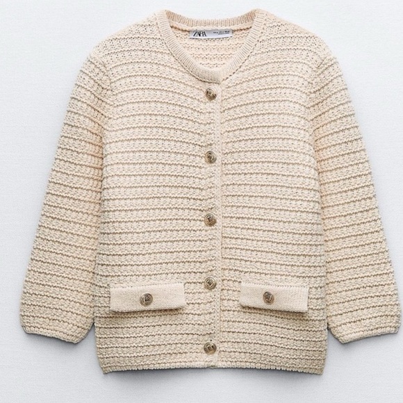 ZARA KNIT CARDIGAN WITH ELBOW-LENGTH SLEEVES SIZE XL NWT - Picture 4 of 4